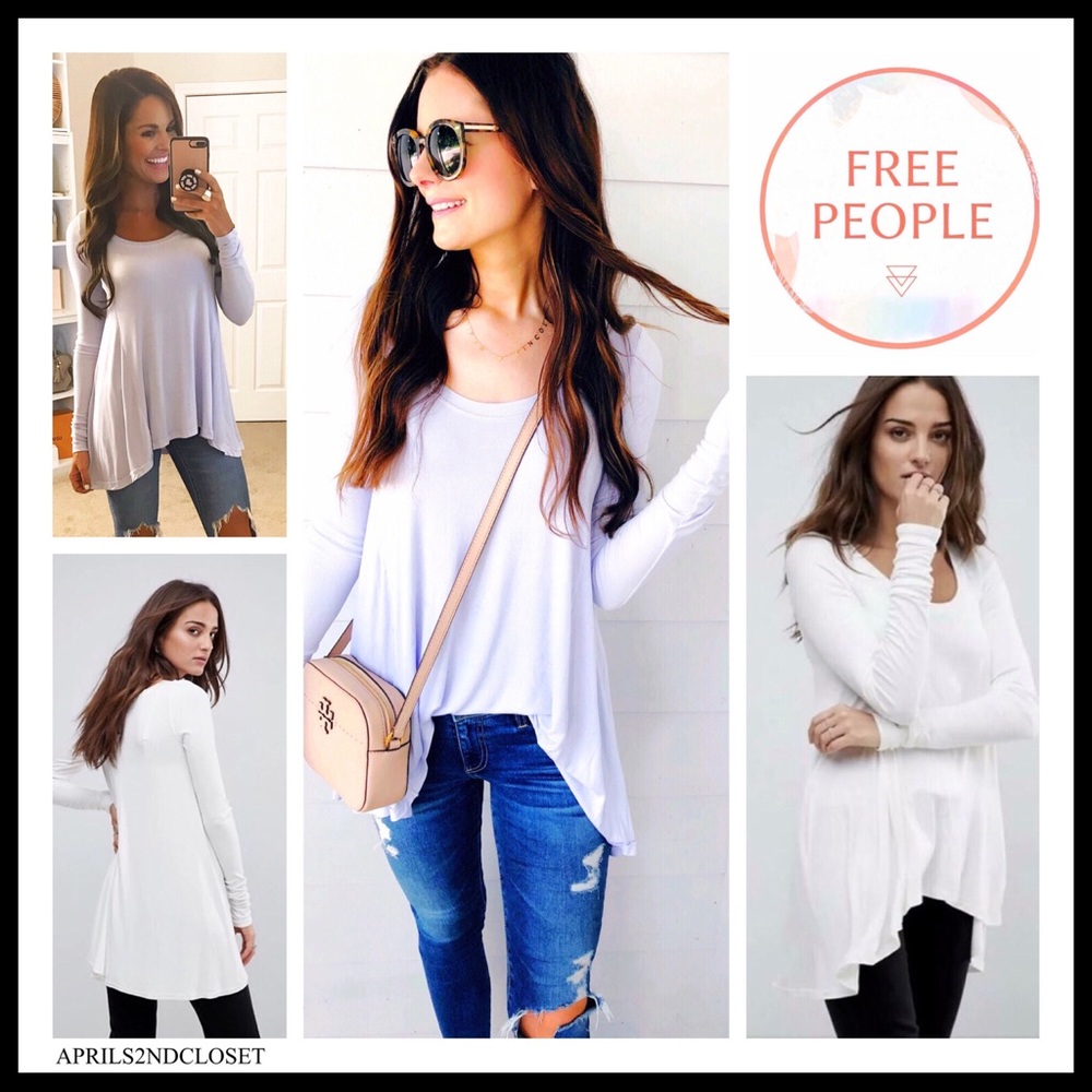 FREE PEOPLE BOHO TOP HI-LO FLOWY LONG SLEEVES KNIT TUNIC TEE A2C - Picture 6 of 16